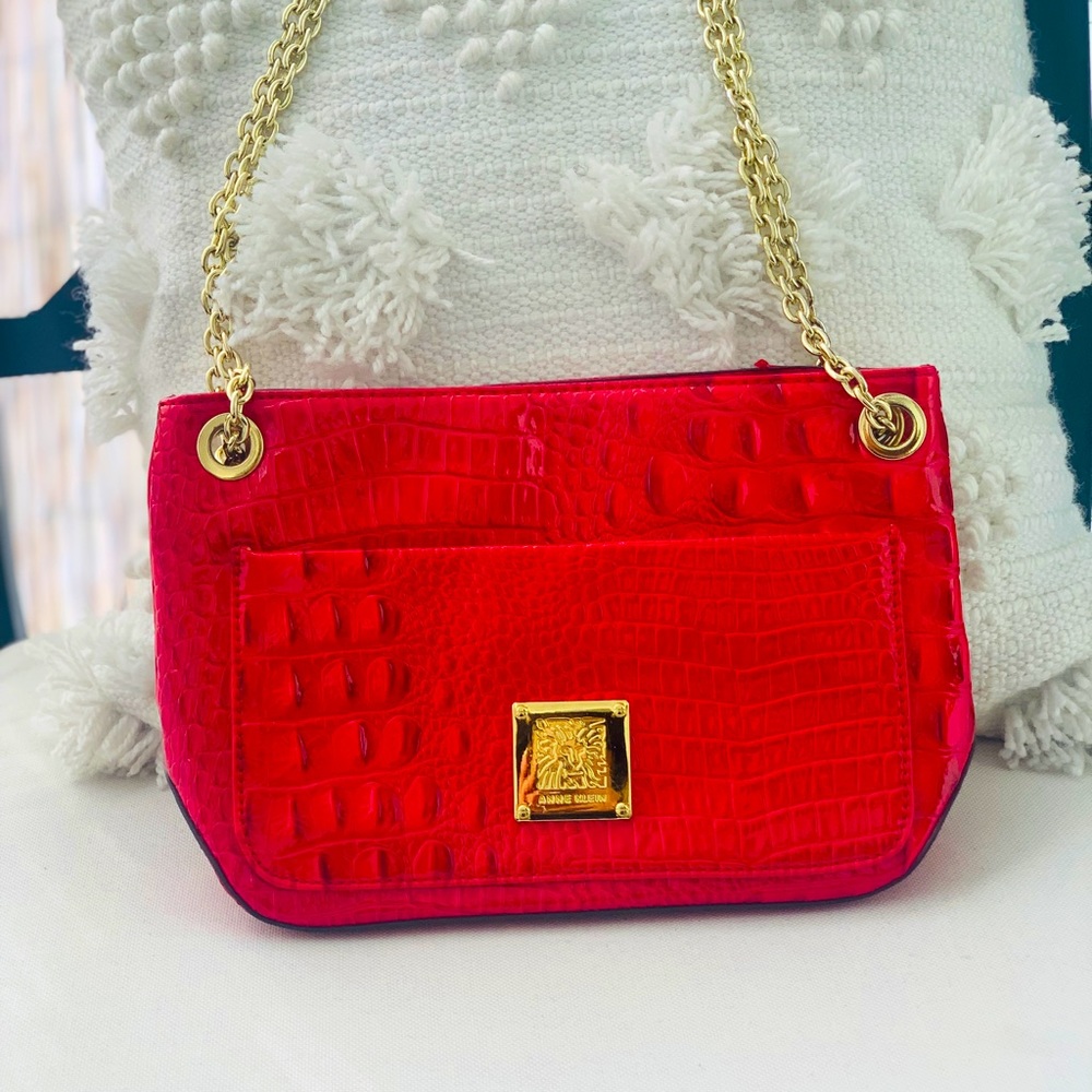 Anne Klein Red Snake Print Purse